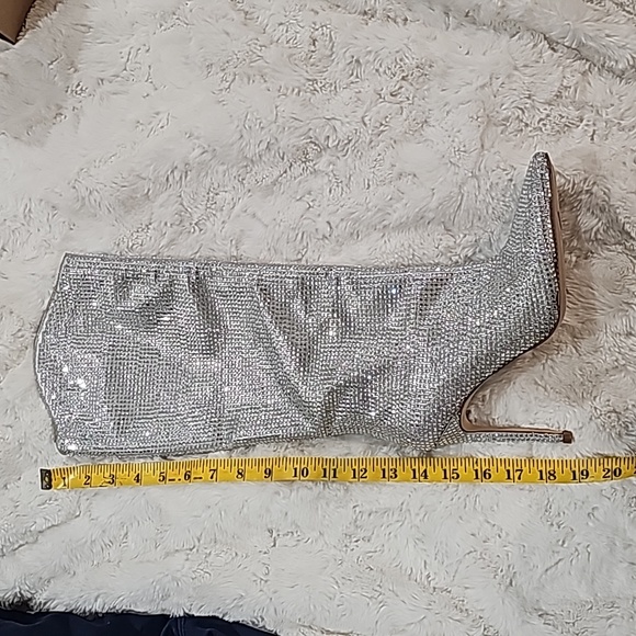 Rhinestone Sparkling Silver Tall Boots NIB - Picture 6 of 8